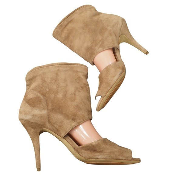 Eden Shoes sz 39 US 9 tan suede open toe heeled shooties - Picture 1 of 15